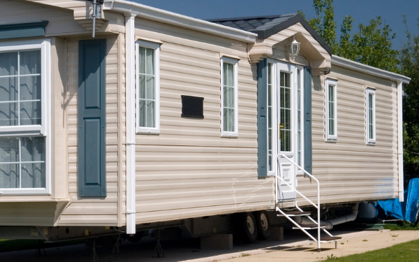 Front image of a mobile home.